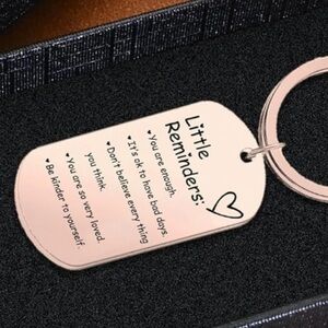 Inspirational Recovery Mental Illness Awareness Rose Gold Dog Tag Keychain